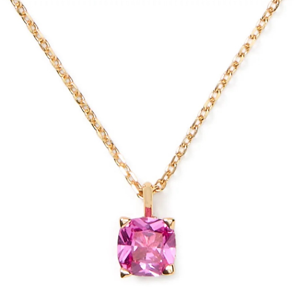 Kate Spade New York Little Luxuries Square Pendant Necklace NWT Rose Pink - Picture 4 of 6